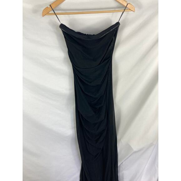 NWT Naked Wardrobe Strapless Shirred Sheer Mesh Body-Con Dress Small - Picture 4 of 7